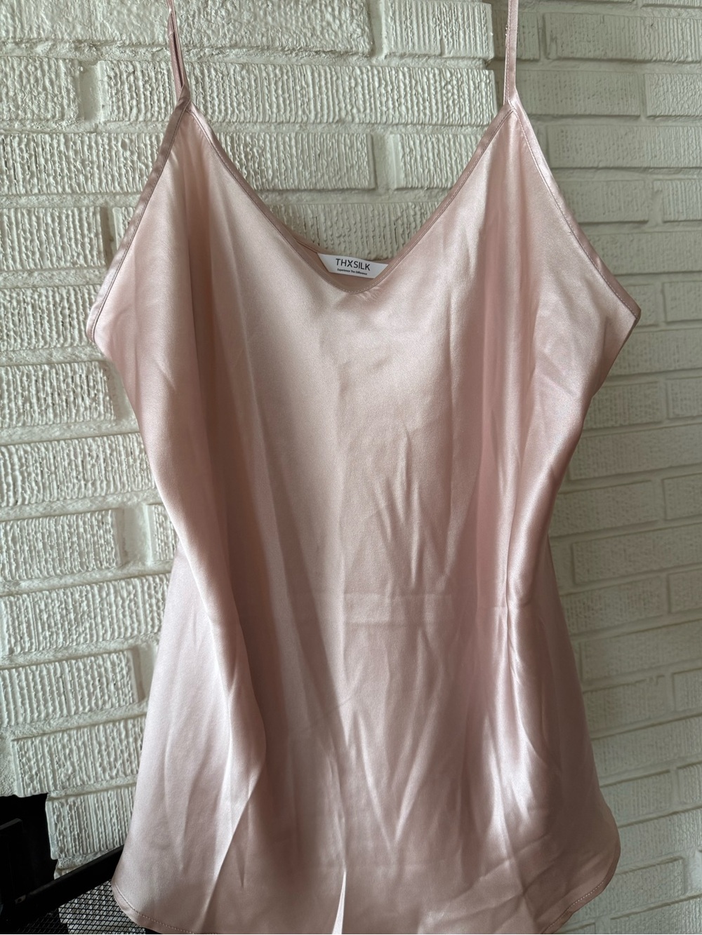 THXSILK Blush Pink 100% Silk Tank with Adjustable Straps